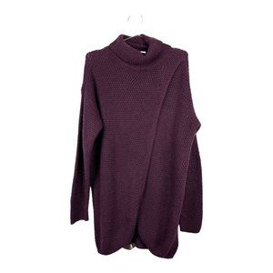 Great Northwest Indigo Purple Turtleneck Front Wrap Tunic Sweater Size Large